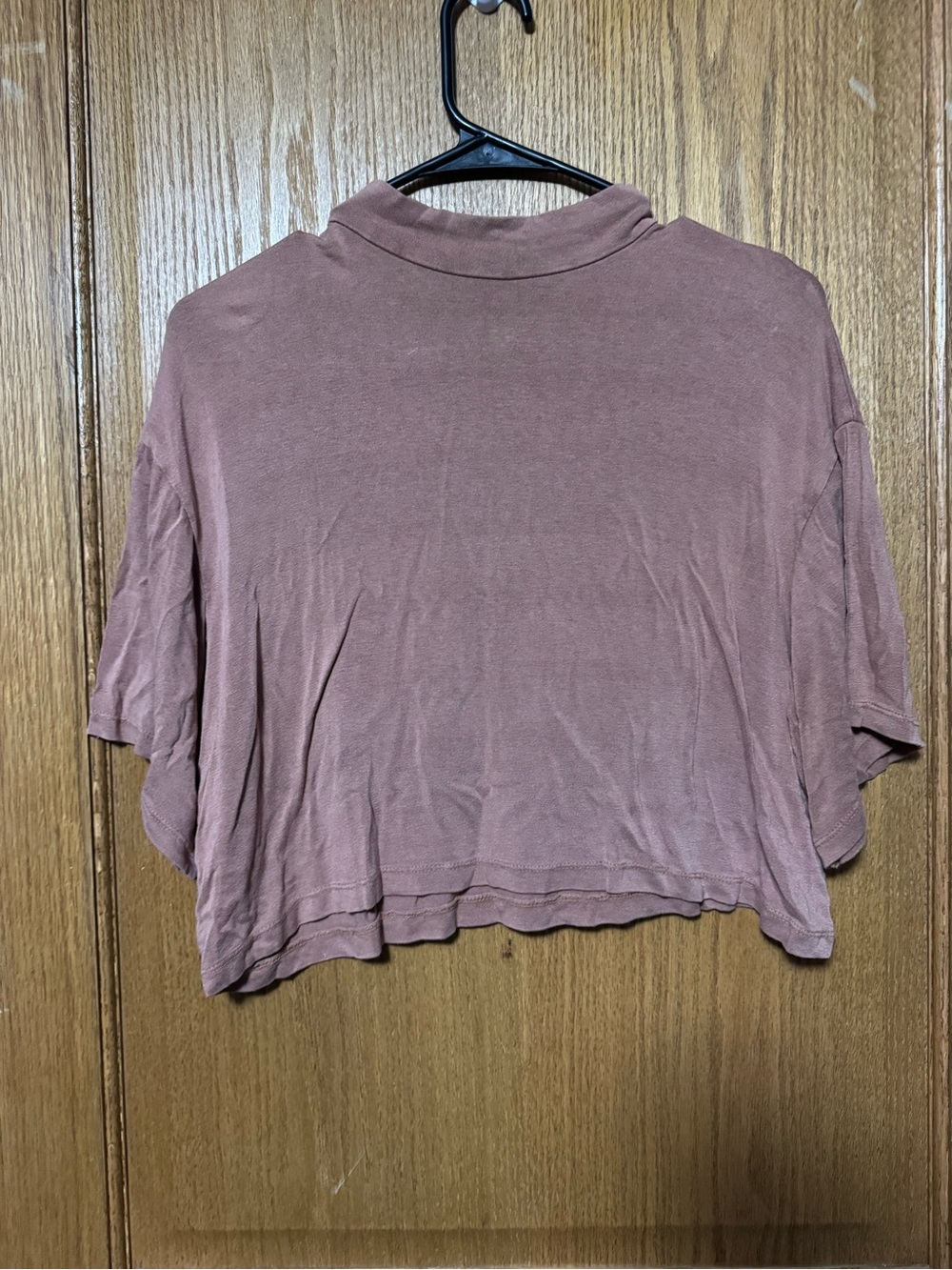 Cropped Mock-Neck Top in Dusty Rose